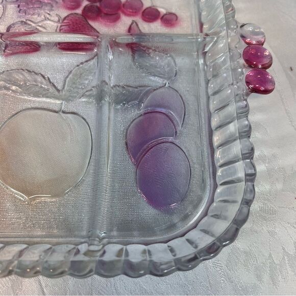 Vintage Indiana Glass Divided Serving/Relish Tray 5 Slot Fruits Hors D’oeuvres - Picture 9 of 12